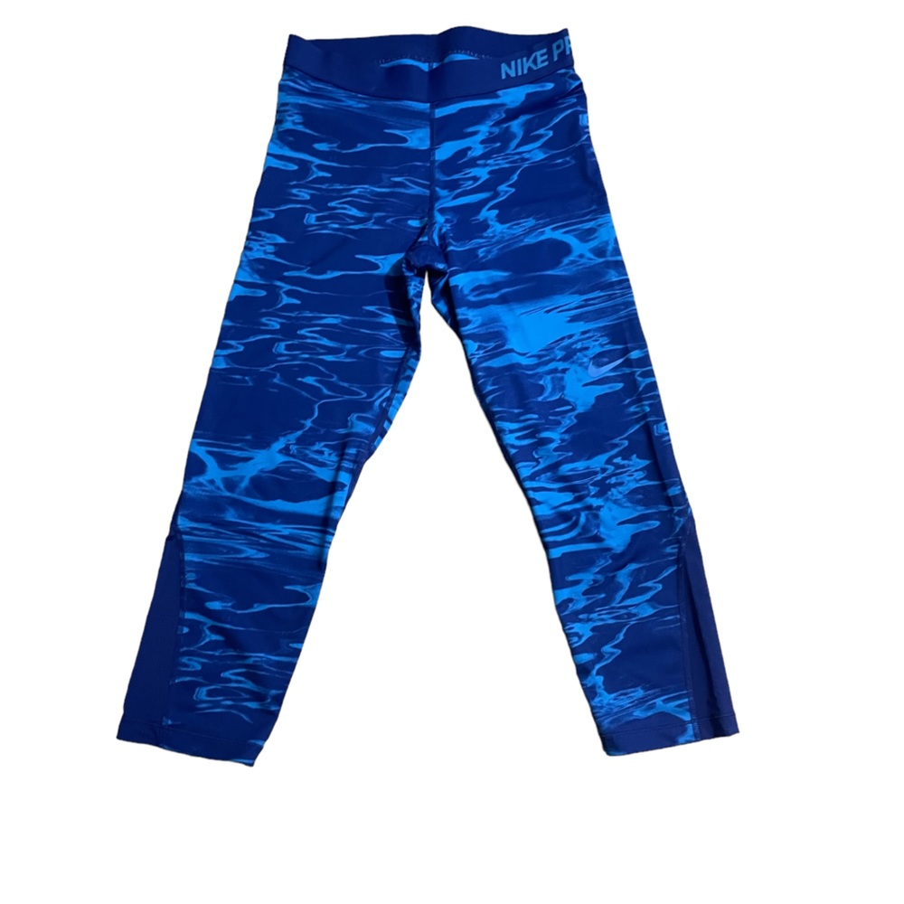 Nike Pro Women’s Blue Cool Pool Dri Fit Capri Leggings Size Medium